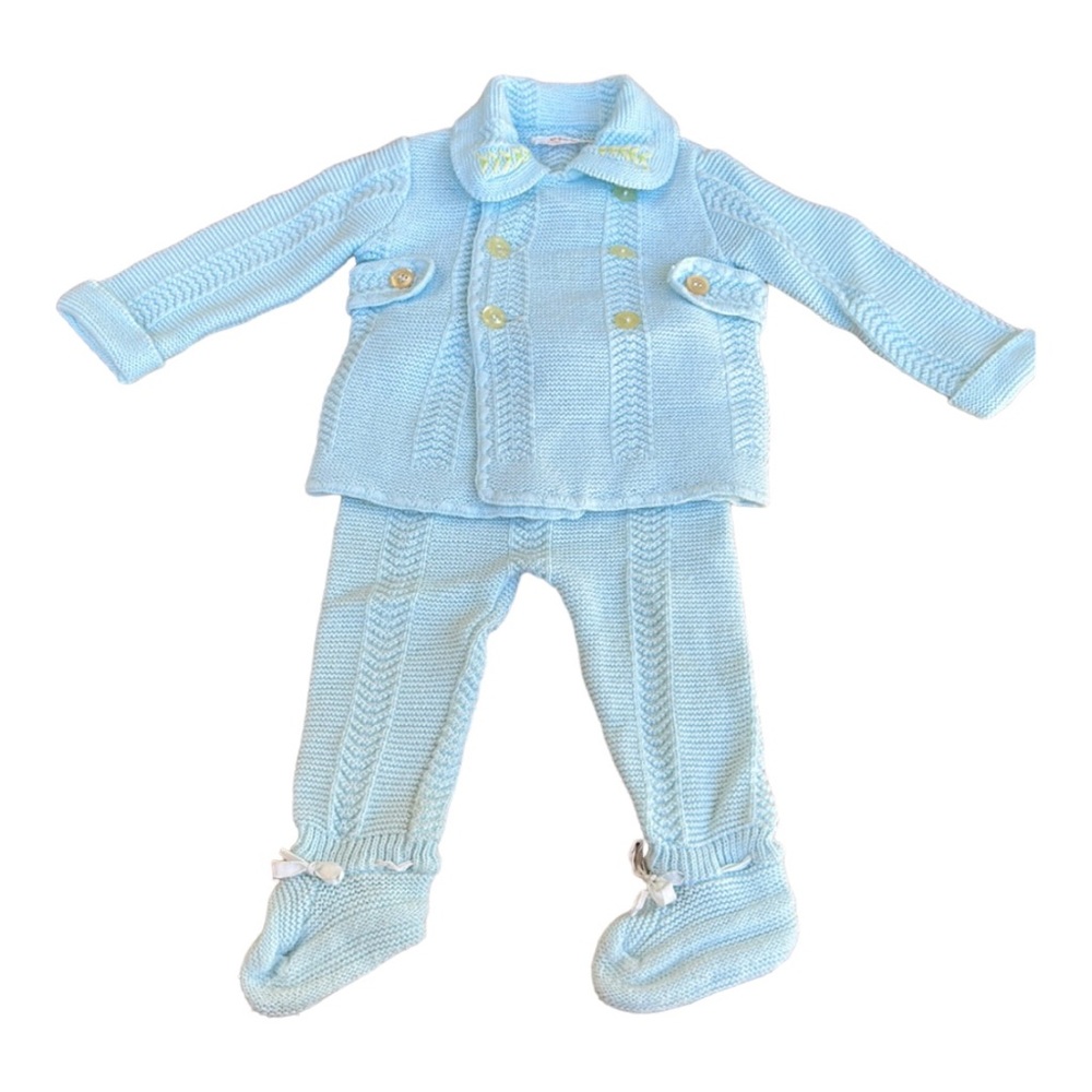 RENZO baby boy vintage blue 2 PC outfit, VGC